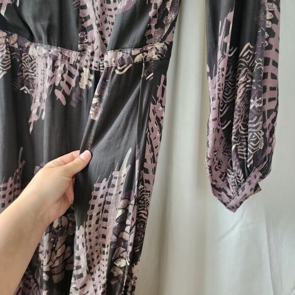 Free People Maxi Dress Raven Out Of The Woods Combo Gray Purple Dress S Boho - Picture 5 of 12